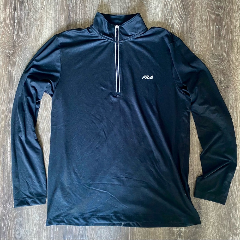 Fila 1/4 Zip Black Long Sleeve Athletic Shirt